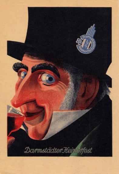 Plakat des 1. Heinerfestes zeigt den Kopf des Datterich Entwurf Helmuth Pfeil